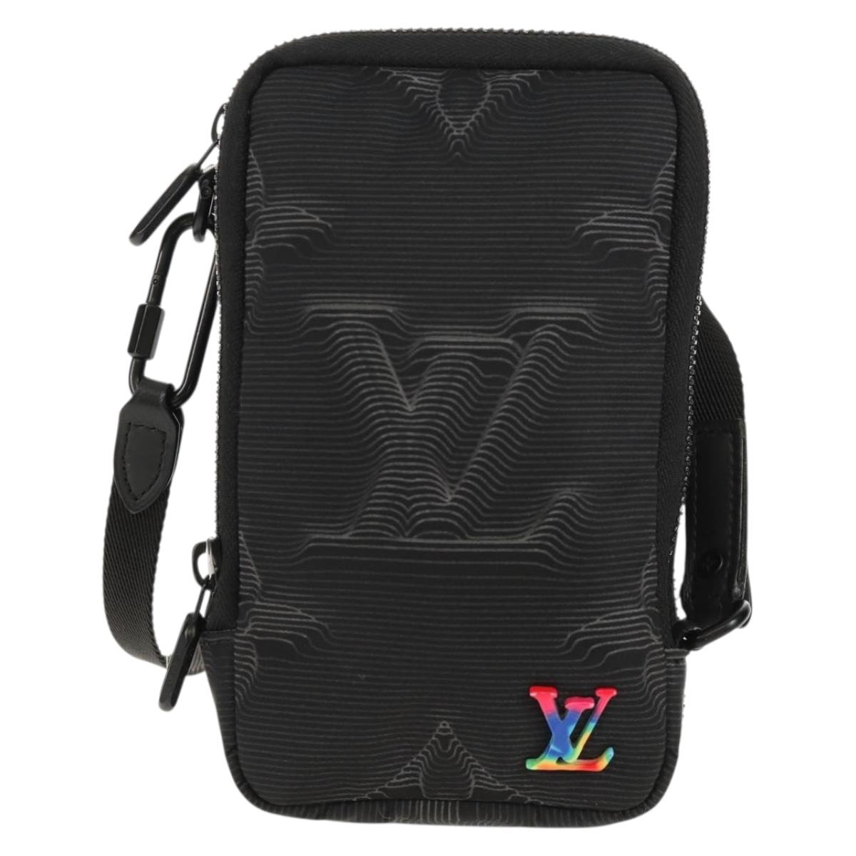 LOUIS VUITTON 3D Monogram Double Phone Pouch Black M80141 LV Auth 140387M