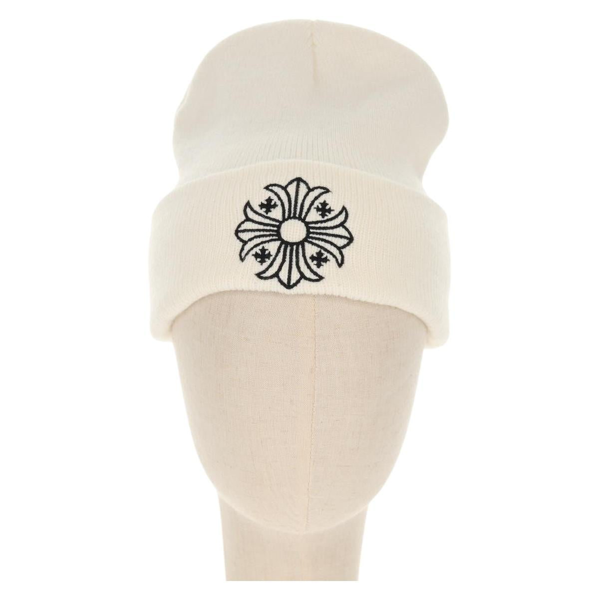 Chrome Hearts CH Plus Stitch Acrylic Beanie Cap Acrylic White Auth 140399M