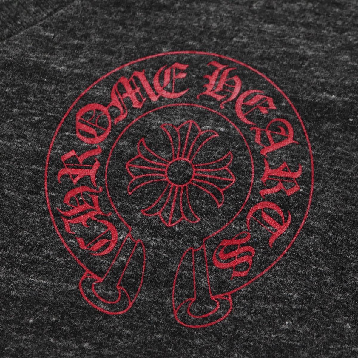 Chrome Hearts Horseshoe V neck Short sleeved T-shirt Polyester Gray Auth 140403M