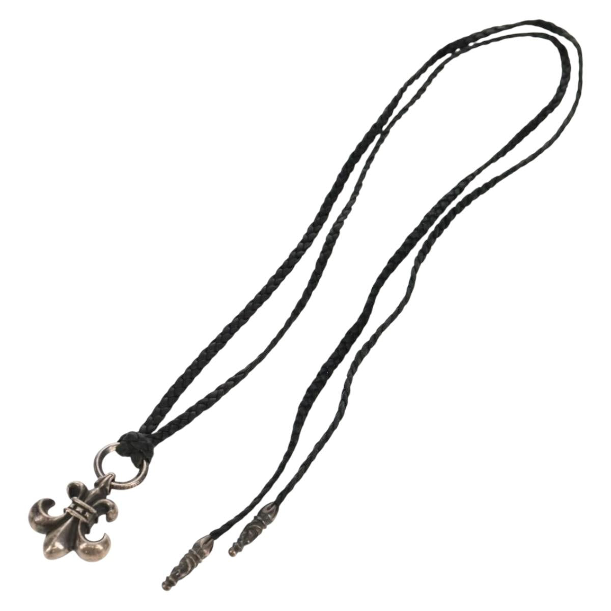 Chrome Hearts BS Flare Pendant/W Leather Braid Ag925 Silver Auth 140412M
