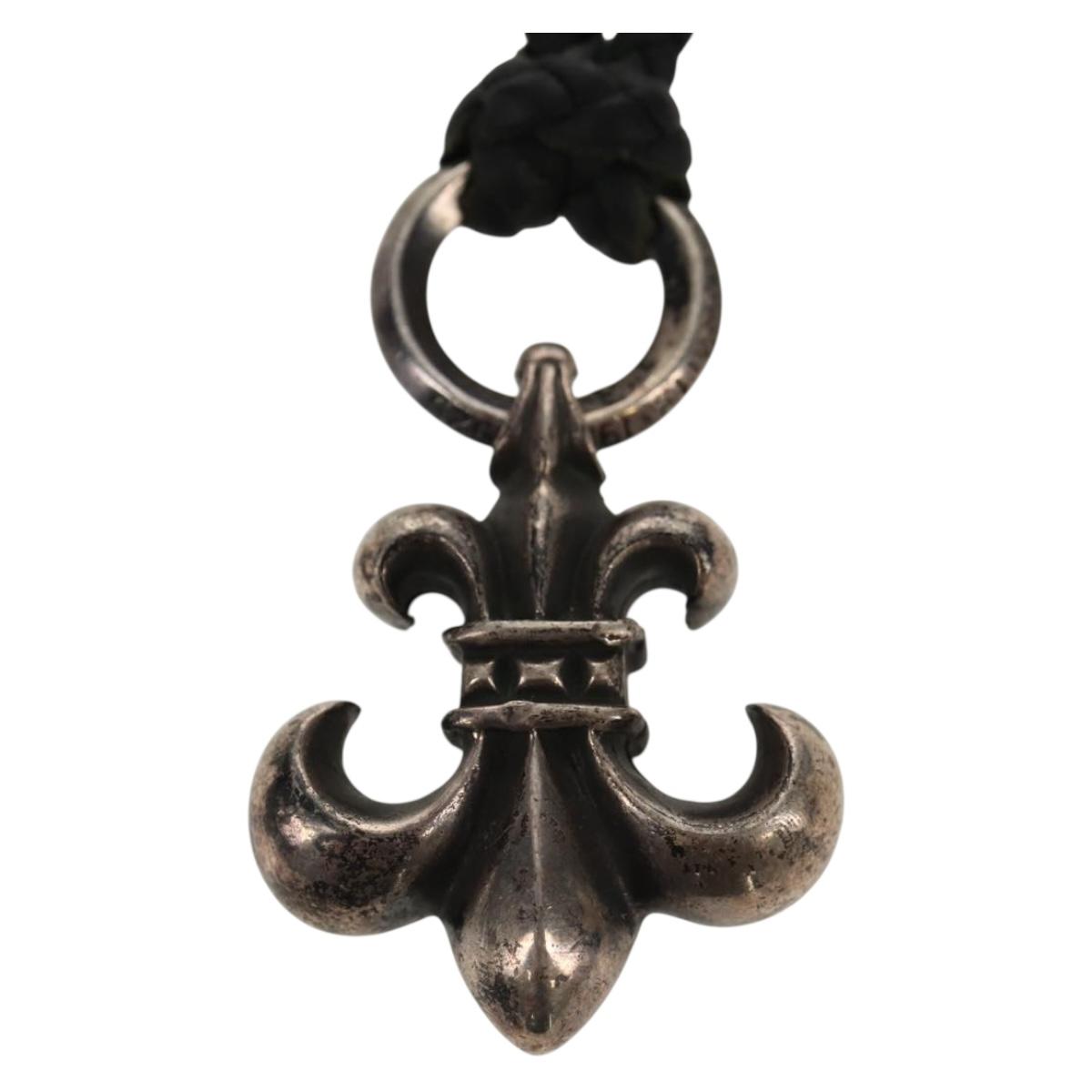 Chrome Hearts BS Flare Pendant/W Leather Braid Ag925 Silver Auth 140412M