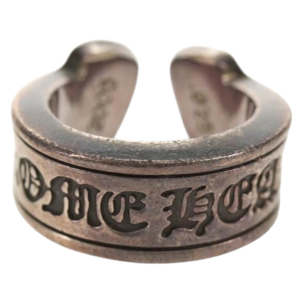 Chrome Hearts Large Scroll Label Ring Ag925 Silver Auth 140414M