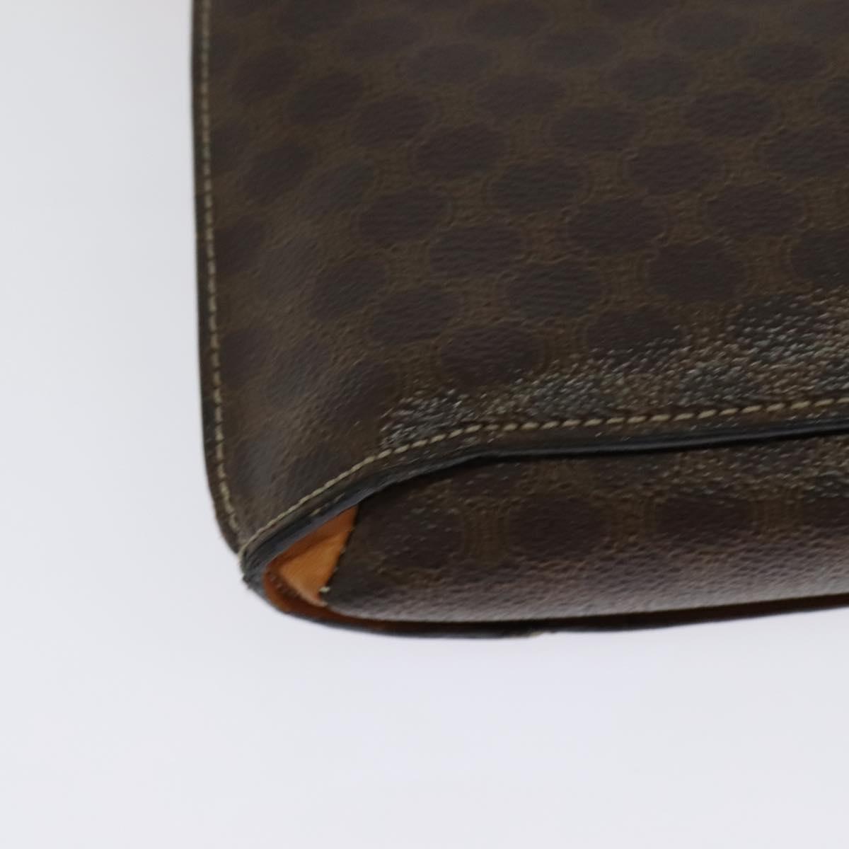 CELINE Macadam Canvas Shoulder Bag PVC Leather Brown Gold Auth 140473
