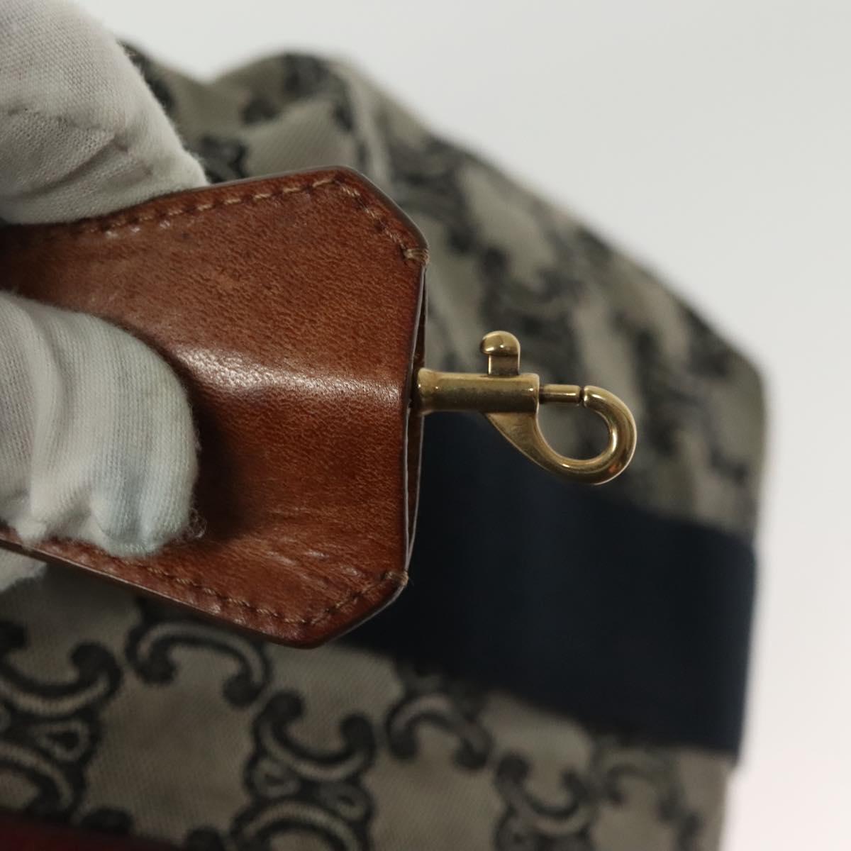 CELINE Macadam Canvas Hand Bag Navy Gold Auth 140476