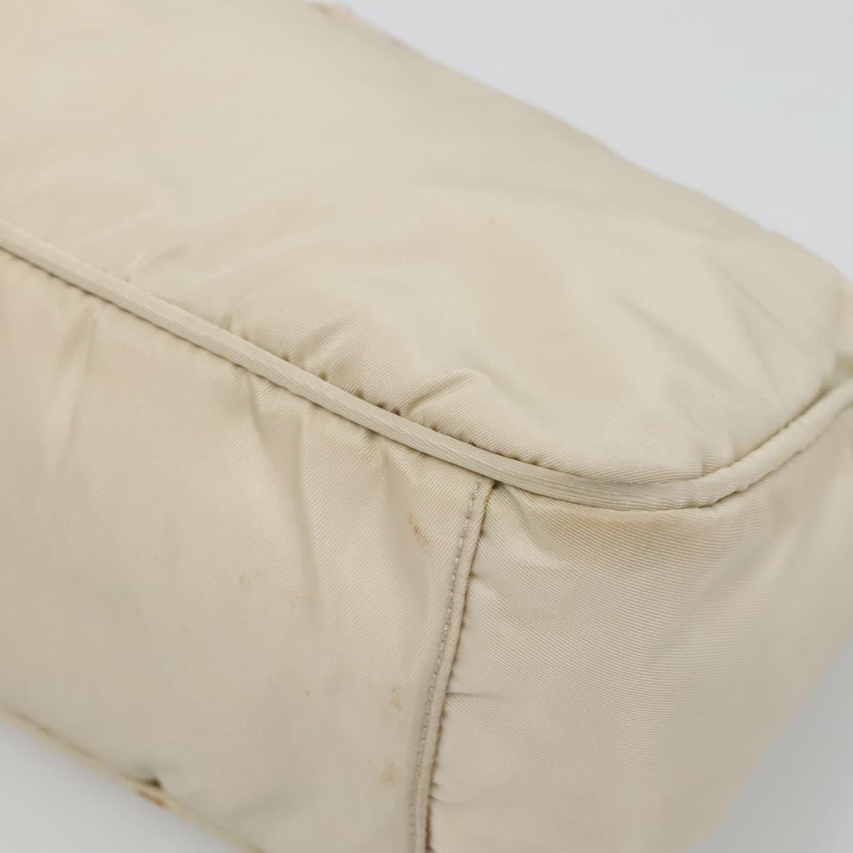 PRADA Shoulder Bag Nylon Beige Silver Auth 140483