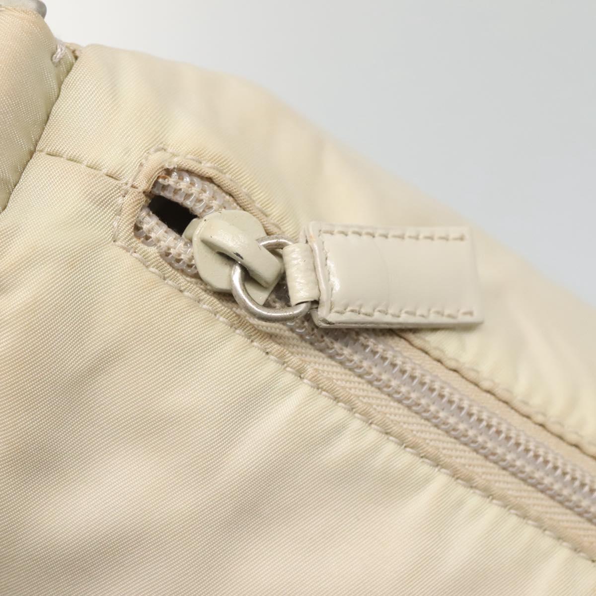 PRADA Shoulder Bag Nylon Beige Silver Auth 140483