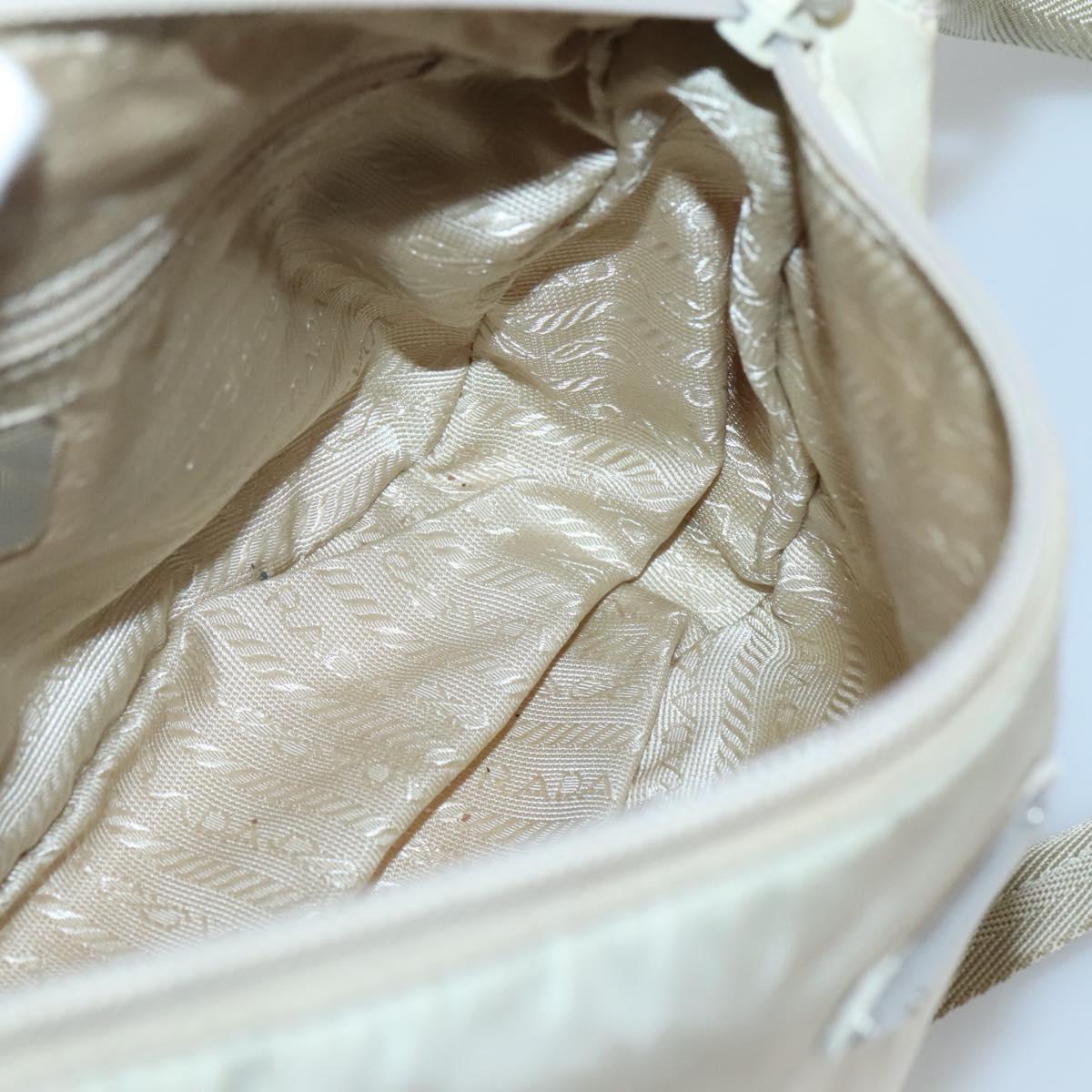PRADA Shoulder Bag Nylon Beige Silver Auth 140483
