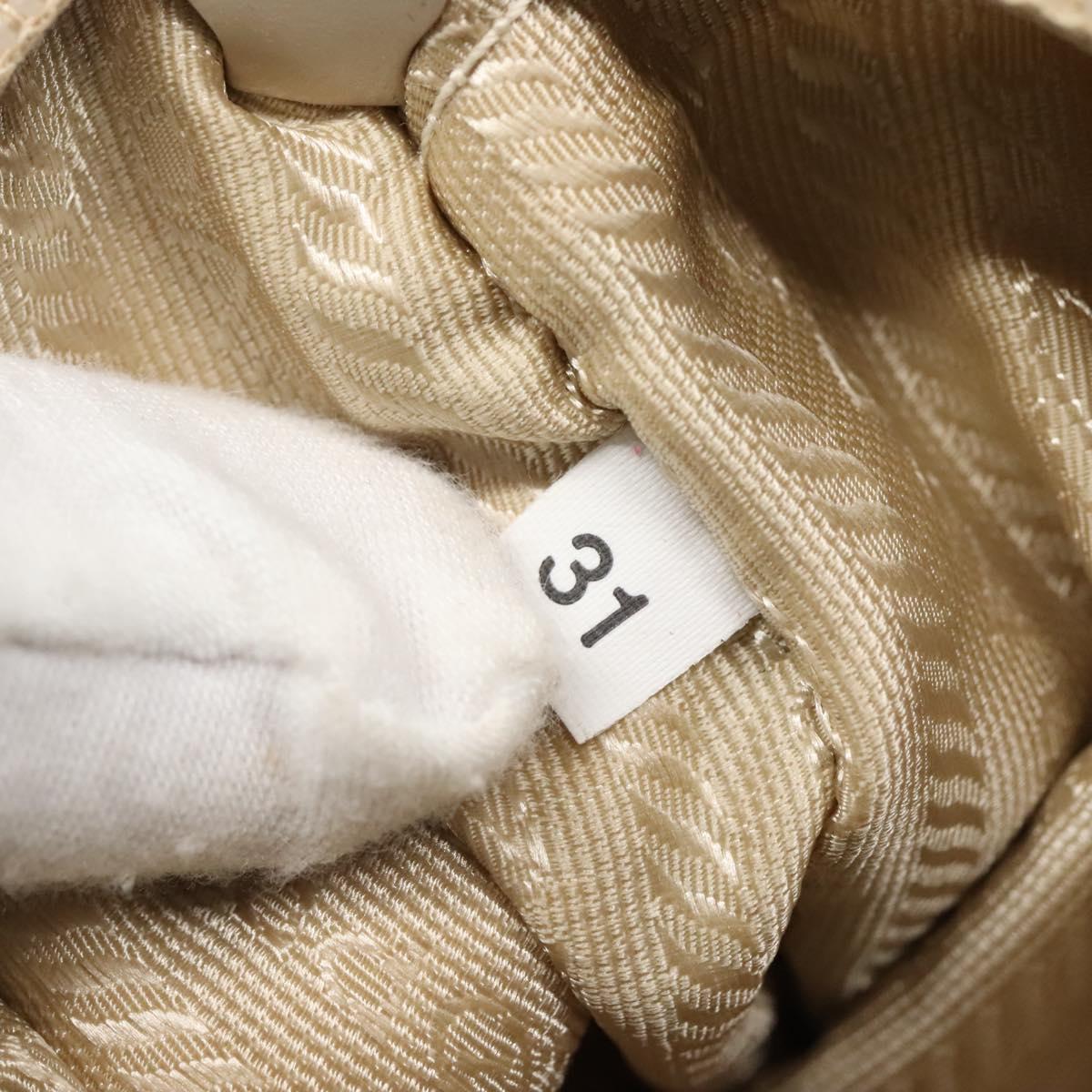 PRADA Shoulder Bag Nylon Beige Silver Auth 140483