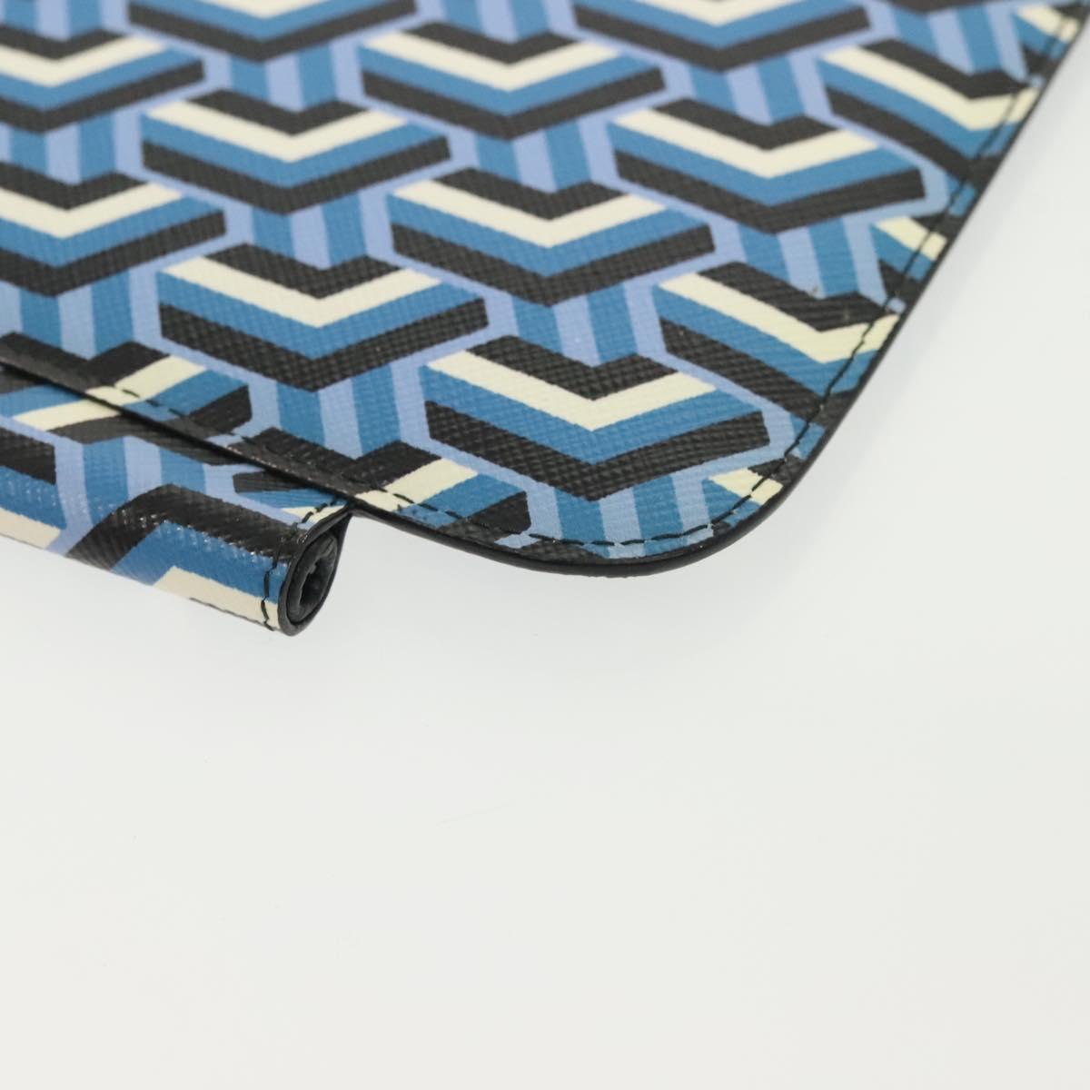 PRADA Tablet Case Leather Blue Auth 140487