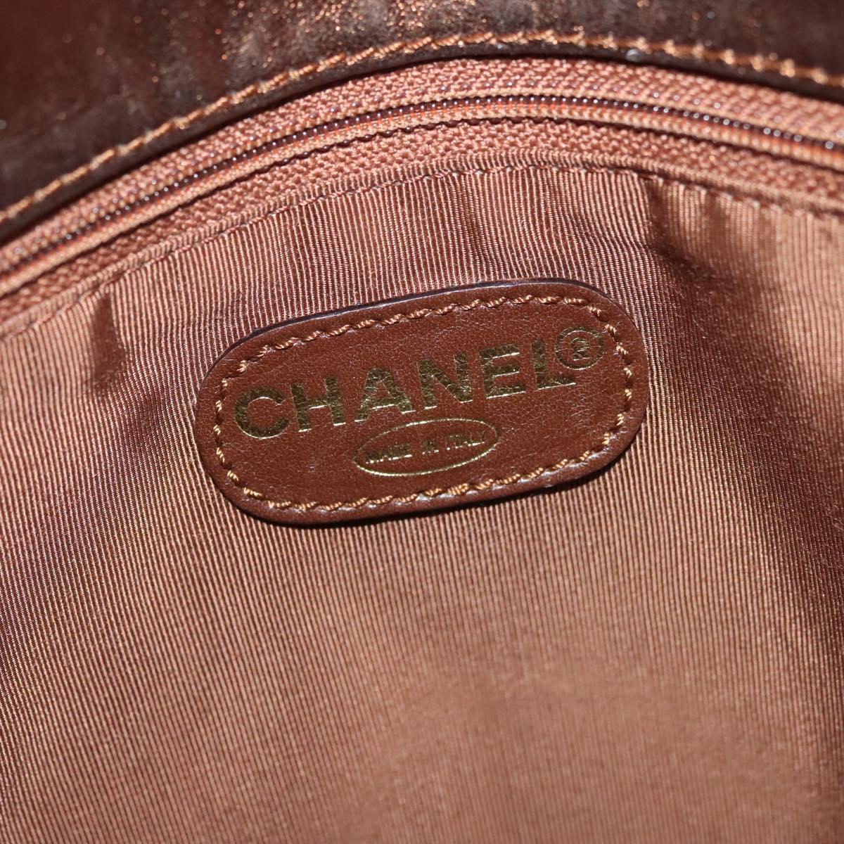 CHANEL Shoulder Bag Leather Gold CC Auth 140488