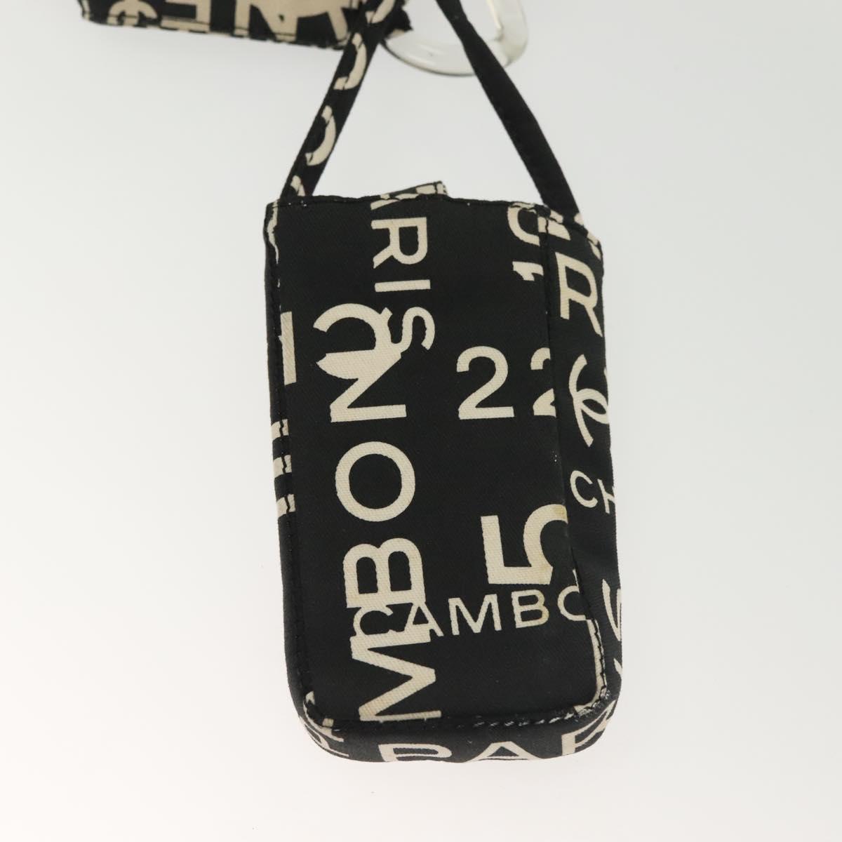 CHANEL Bysy Line Shoulder Bag Canvas Black Silver CC Auth 140489
