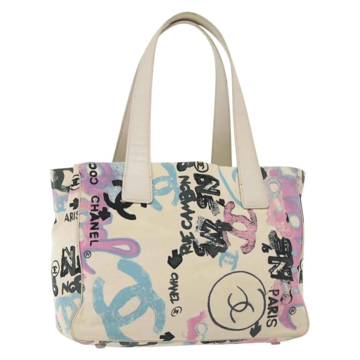 CHANEL New Travel Line Bag Canvas Hawaii Limited White Silver CC Auth 140490