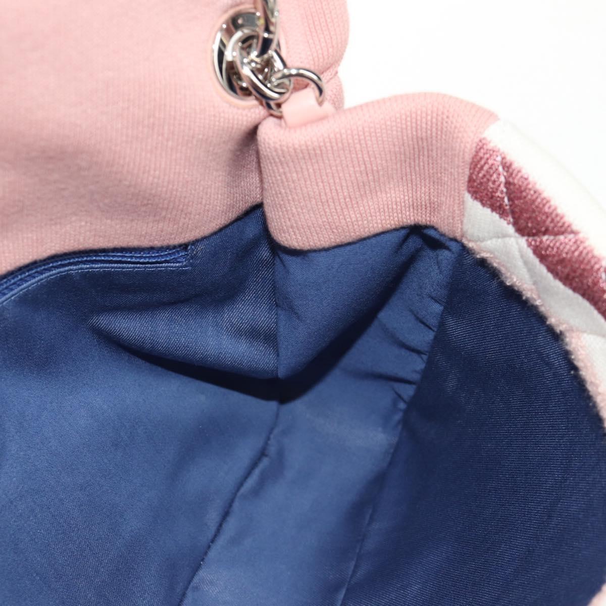 CHANEL Matelasse Chain Bag Knitted Fabrics 2way Pink Silver CC Auth 140495M