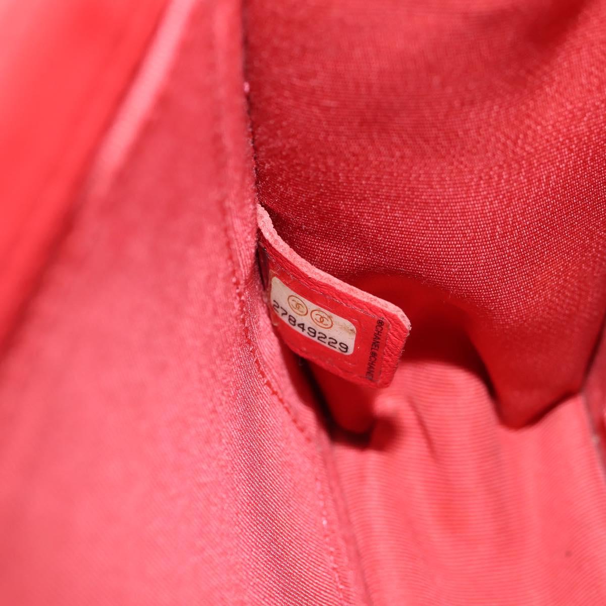 CHANEL Chain Matelasse Shoulder Bag Calf Skin 2way Red Gold CC Auth 140496M