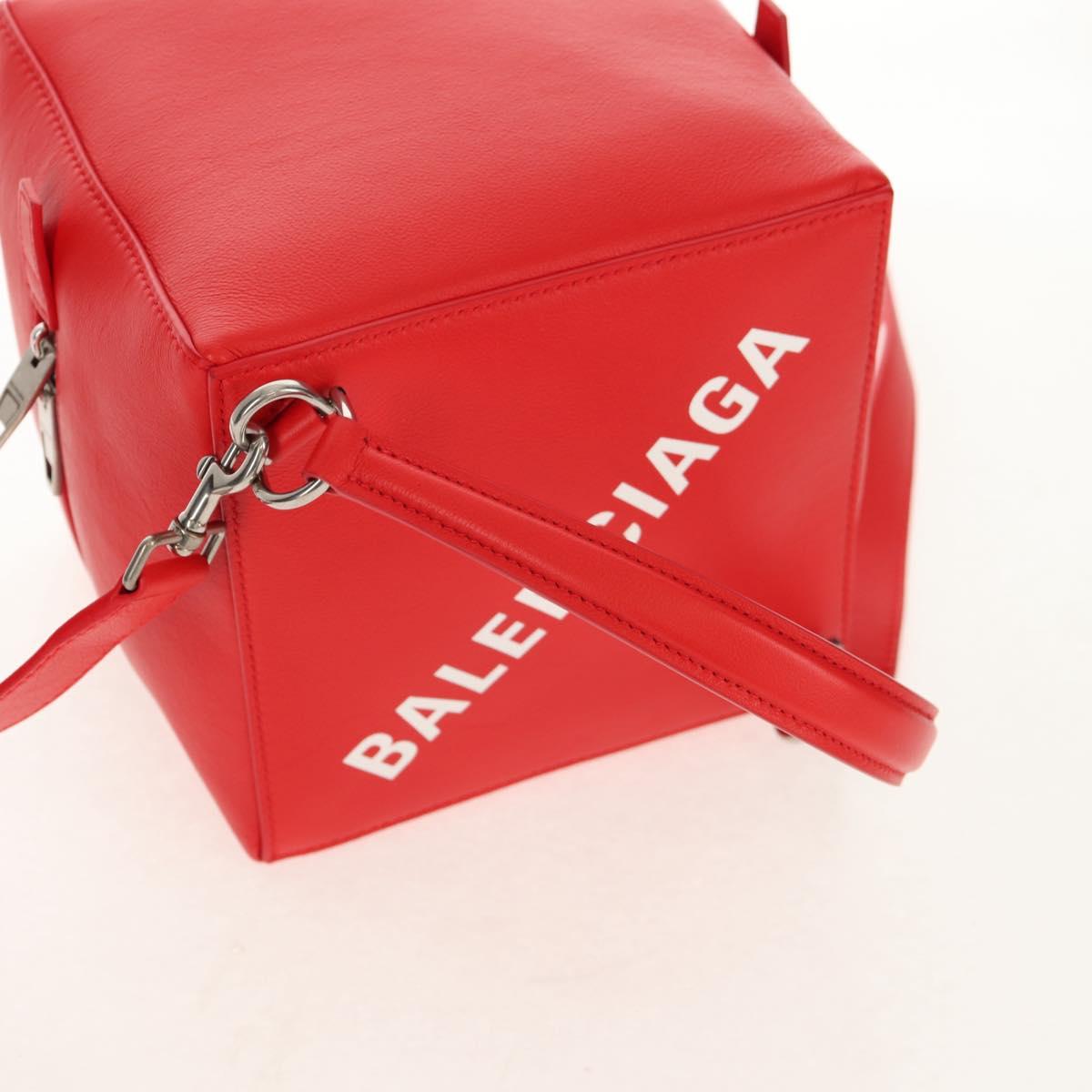 BALENCIAGA 4X4 Hand Bag Leather 2way Red Silver 748197 Auth 140502M