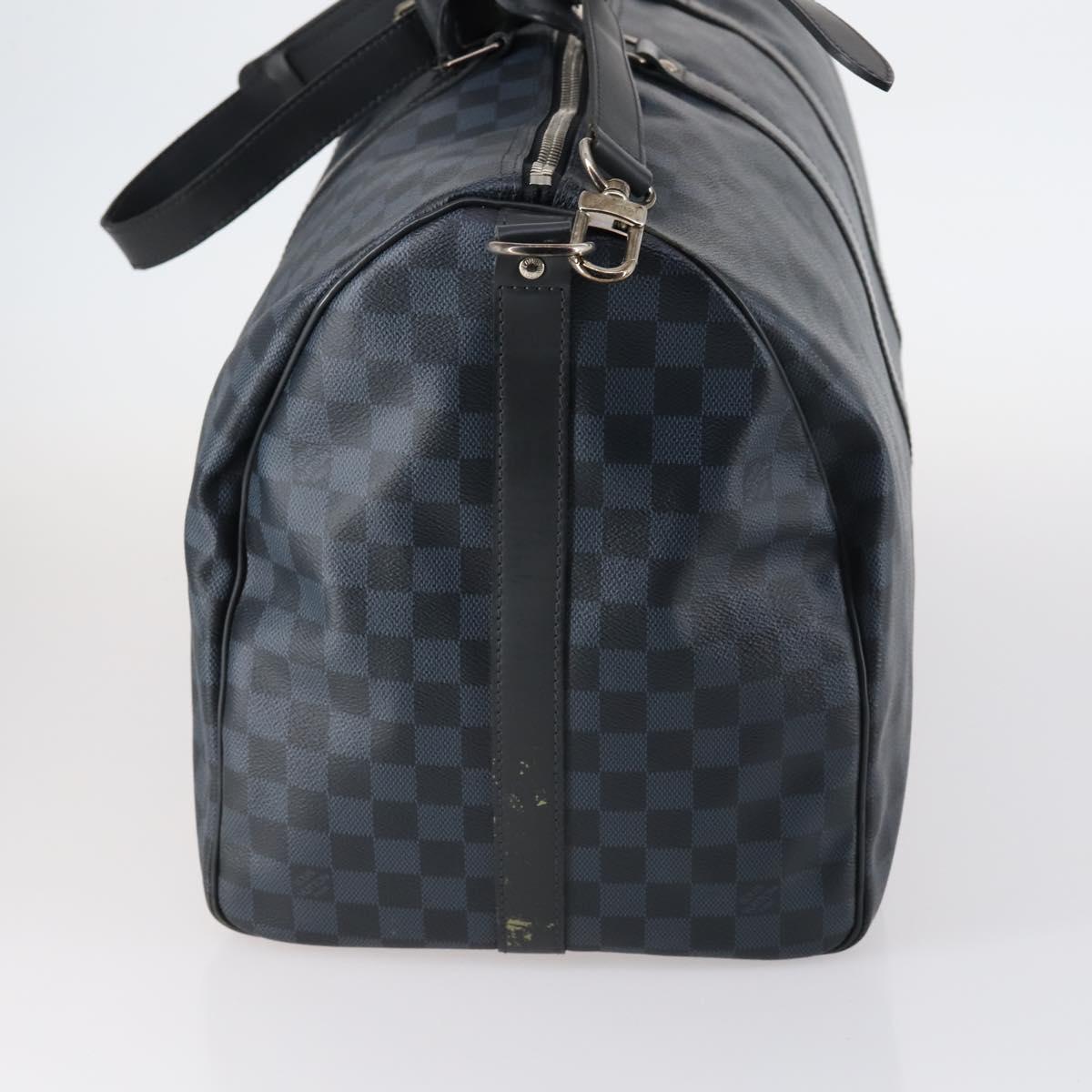 LOUIS VUITTON Damier Cobalt Keepall Bandouliere 55 Boston Bag N41356 Auth 140505