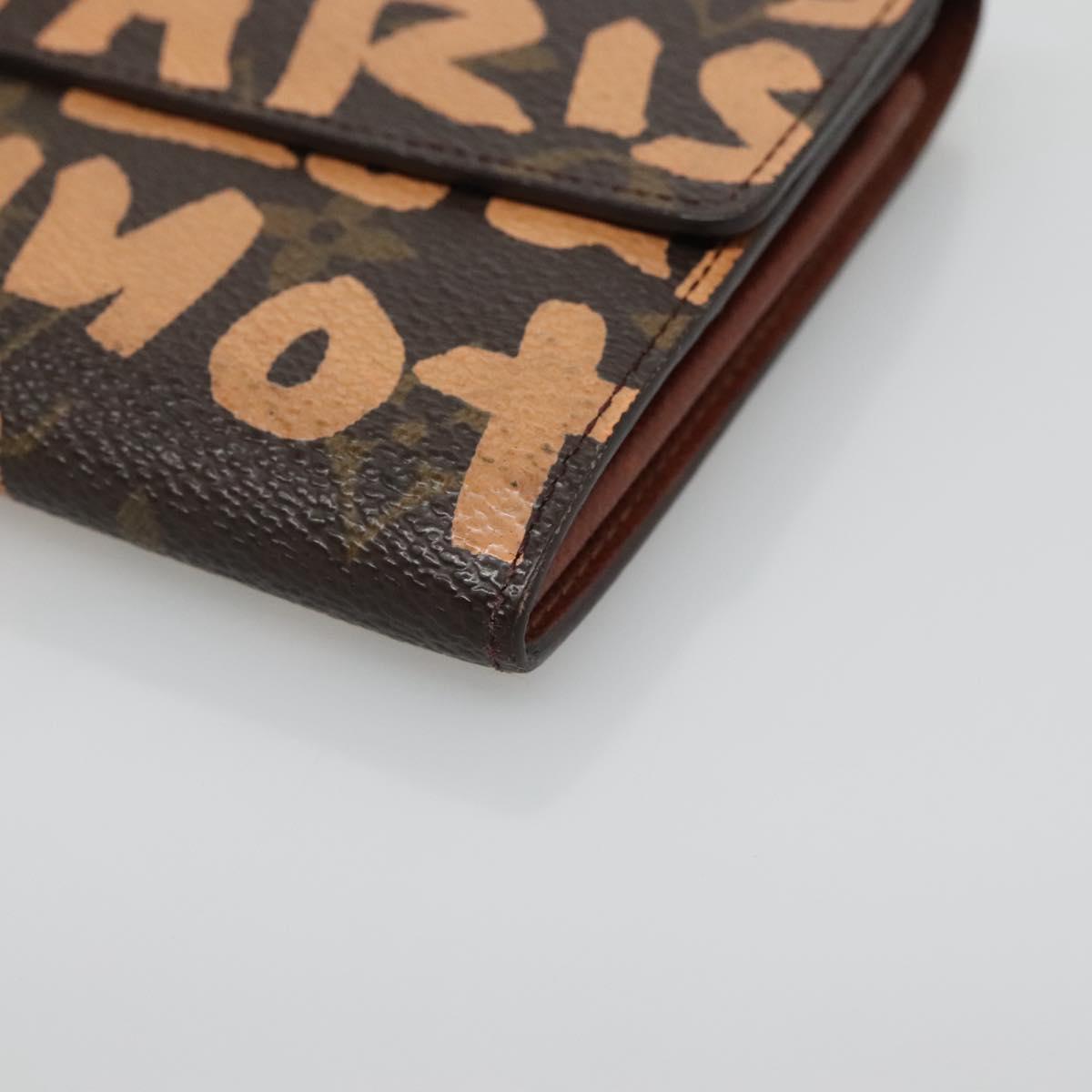 LOUIS VUITTON Graffiti Porte Monnaie Credit Wallet Orange M92190 LV Auth 140515