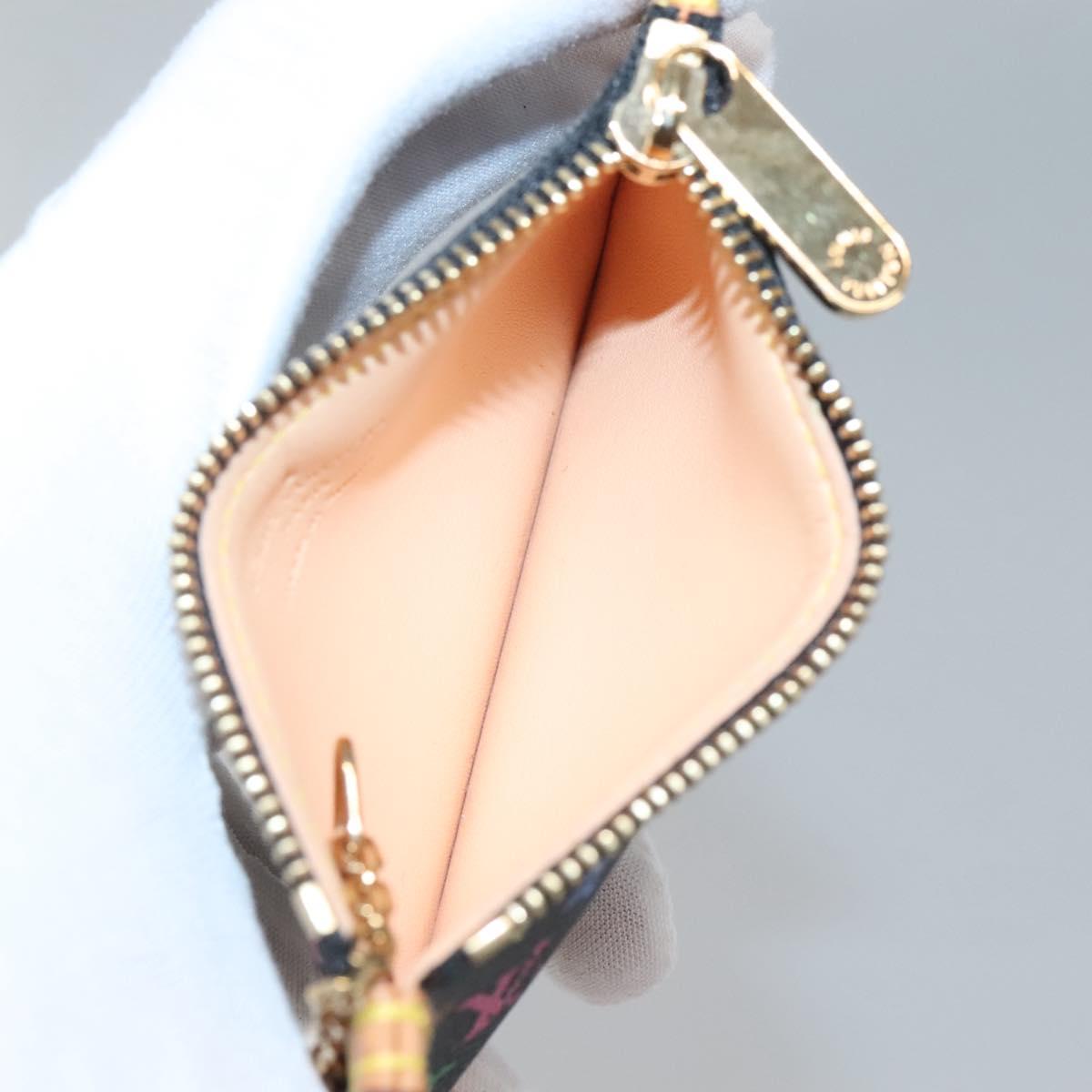 LOUIS VUITTON Multicolor Pochette Cles Coin Purse Black M13664 Auth 140517V