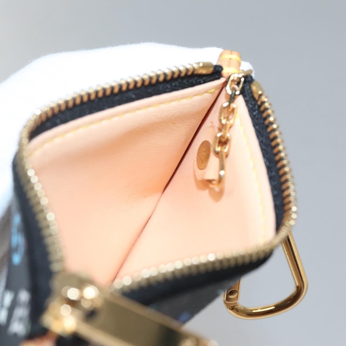 LOUIS VUITTON Multicolor Pochette Cles Coin Purse Black M13664 Auth 140517V