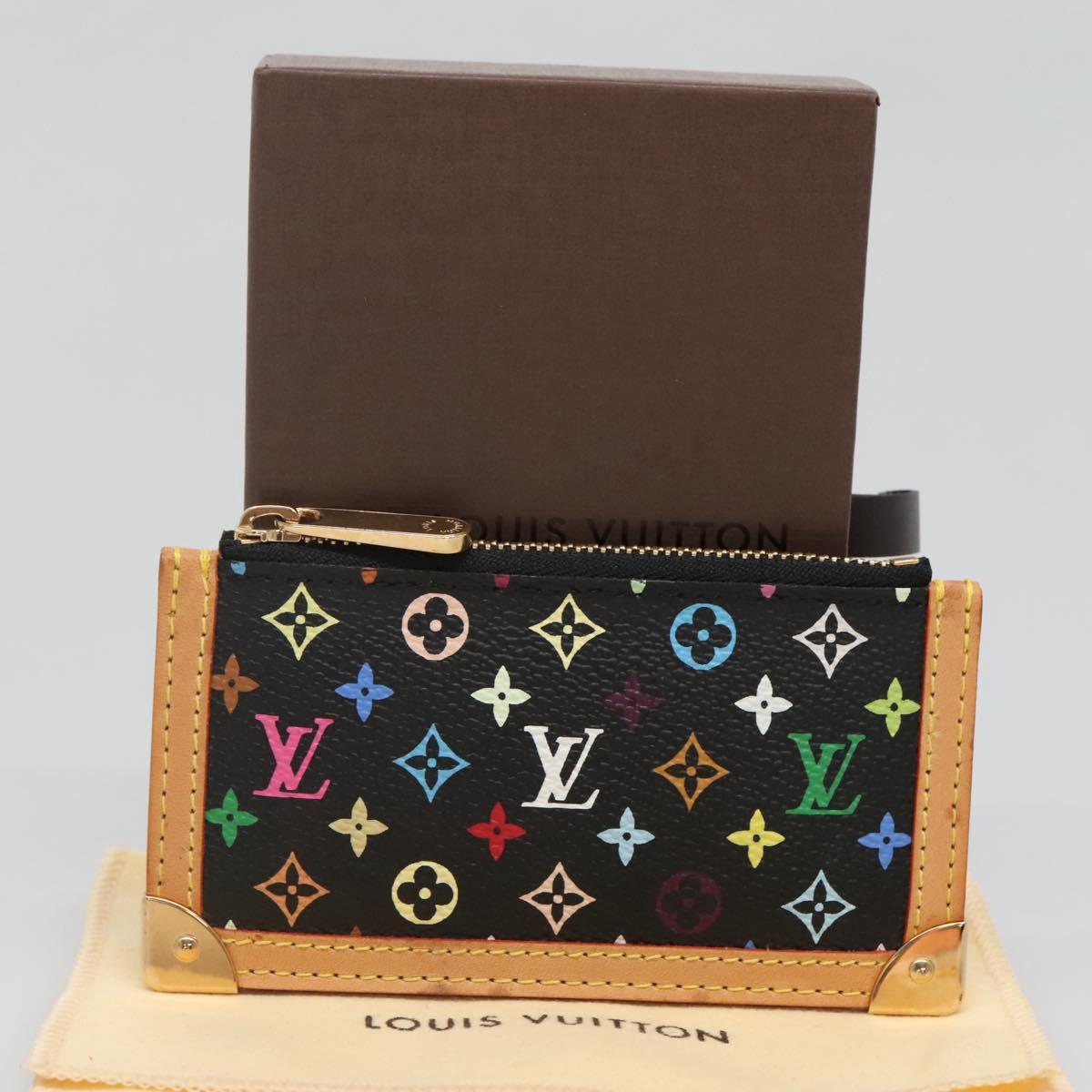 LOUIS VUITTON Multicolor Pochette Cles Coin Purse Black M13664 Auth 140517V