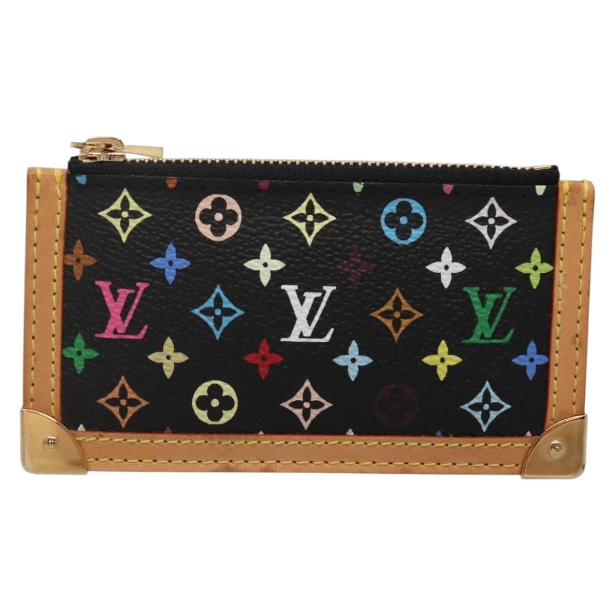 LOUIS VUITTON Multicolor Pochette Cles Coin Purse Black M13664 Auth 140517V