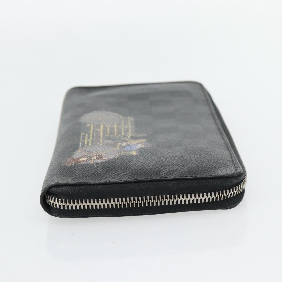 LOUIS VUITTON Damier Graphite Illustre Zippy Organizer Wallet N63002 Auth 140524