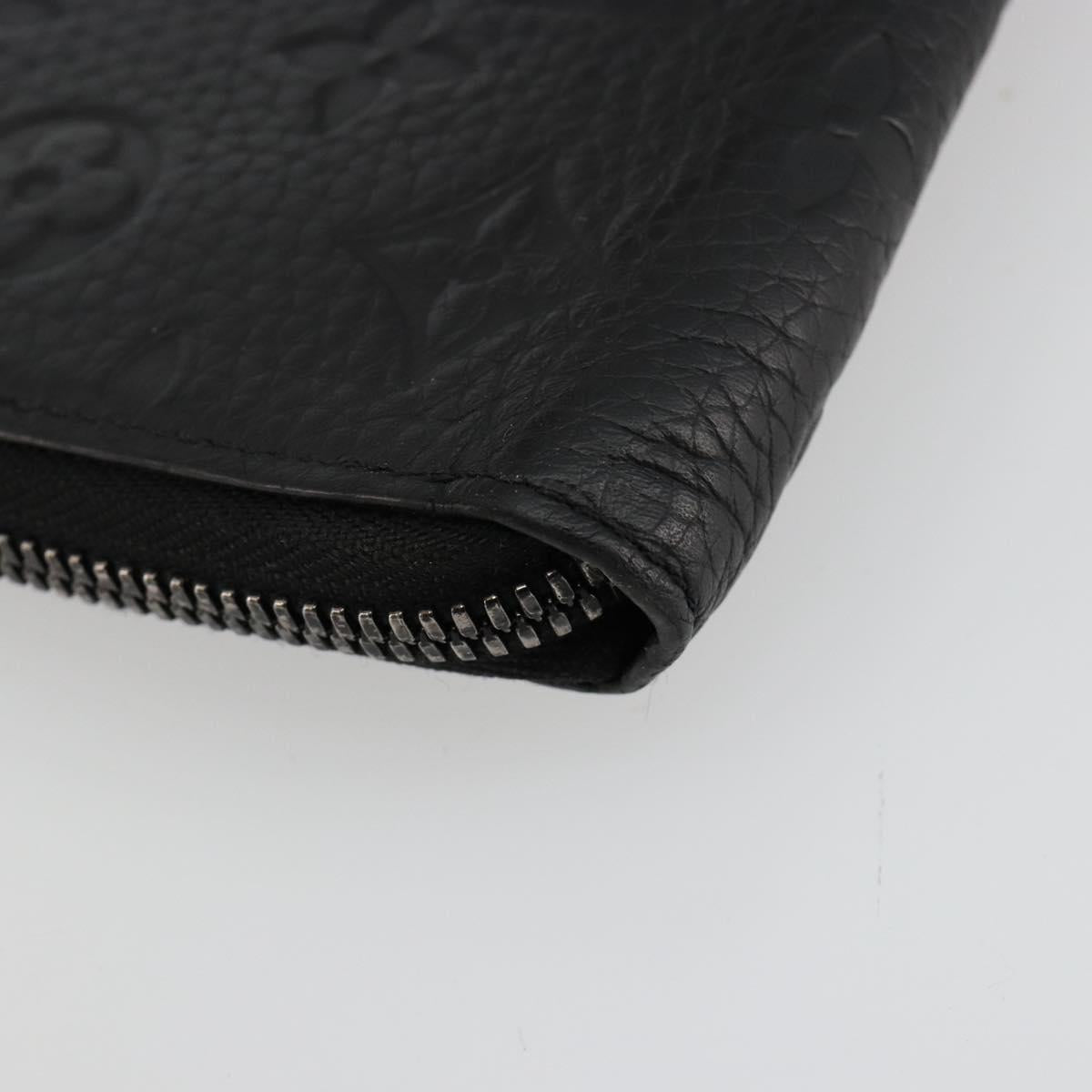 LOUIS VUITTON Monogram Empreinte Zippy Wallet Black M61864 LV Auth 140525