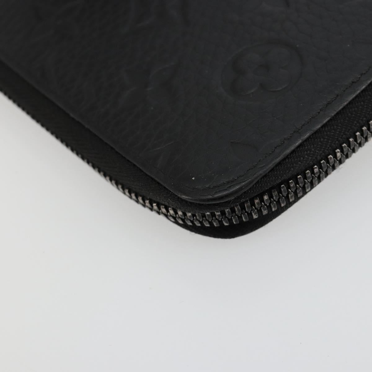 LOUIS VUITTON Monogram Empreinte Zippy Wallet Black M61864 LV Auth 140525