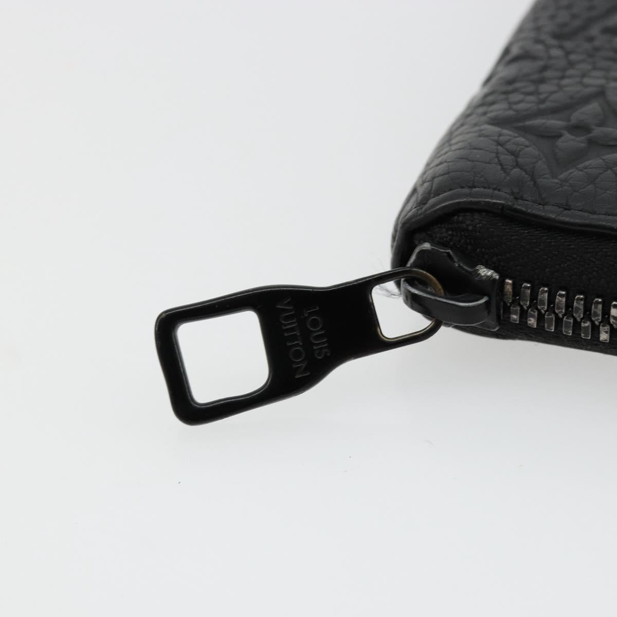LOUIS VUITTON Monogram Empreinte Zippy Wallet Black M61864 LV Auth 140525