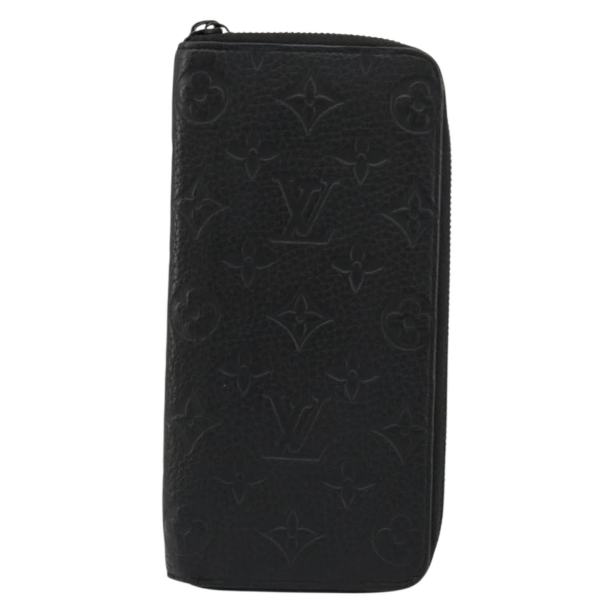 LOUIS VUITTON Monogram Empreinte Zippy Wallet Black M61864 LV Auth 140525