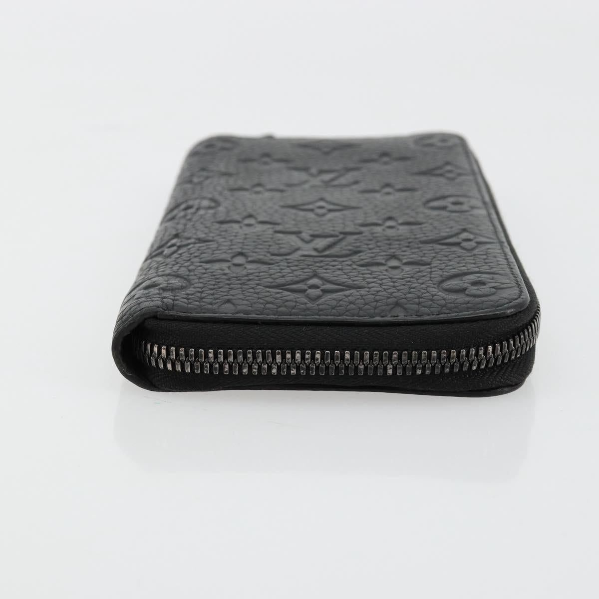 LOUIS VUITTON Monogram Empreinte Zippy Wallet Black M61864 LV Auth 140525