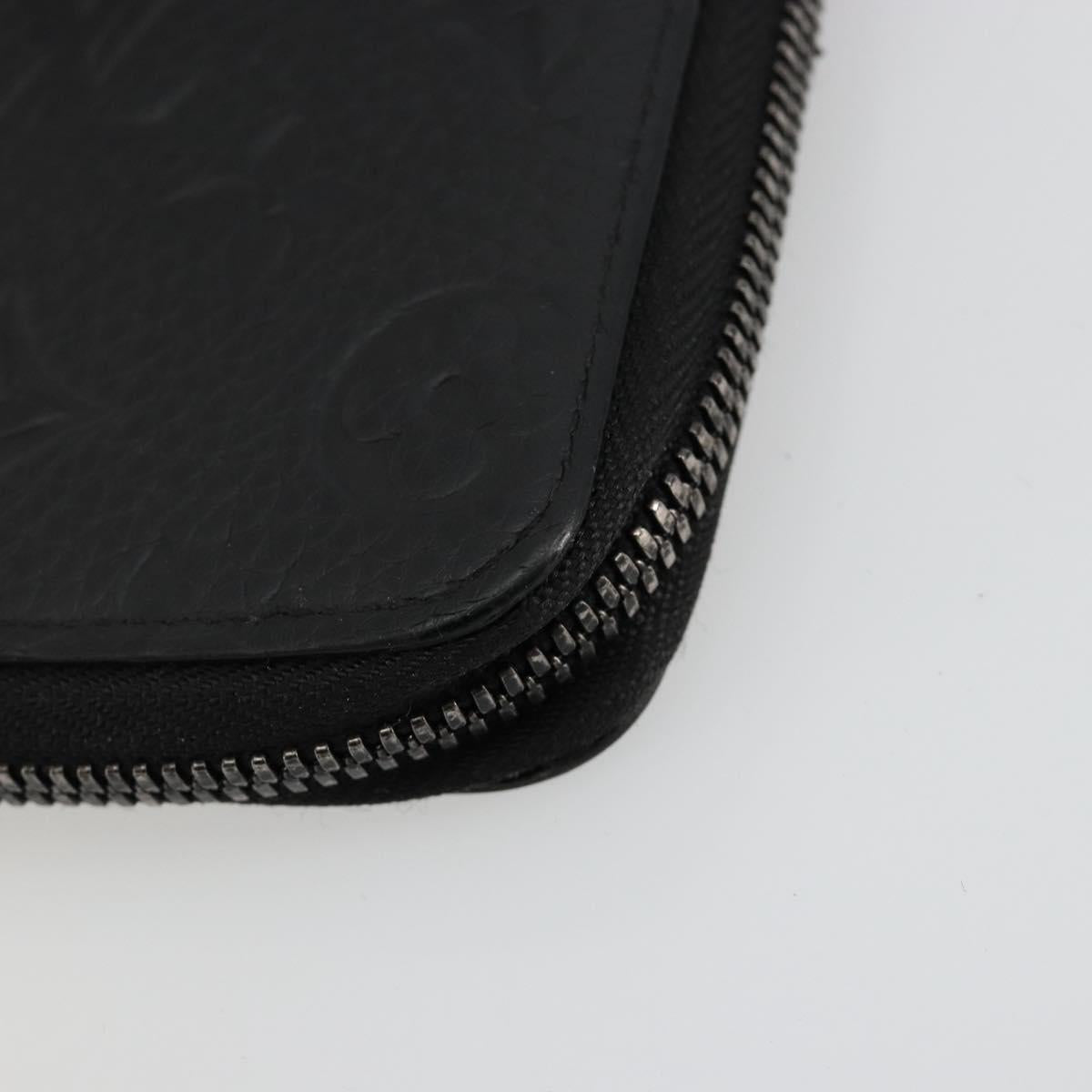 LOUIS VUITTON Monogram Empreinte Zippy Wallet Black M61864 LV Auth 140525