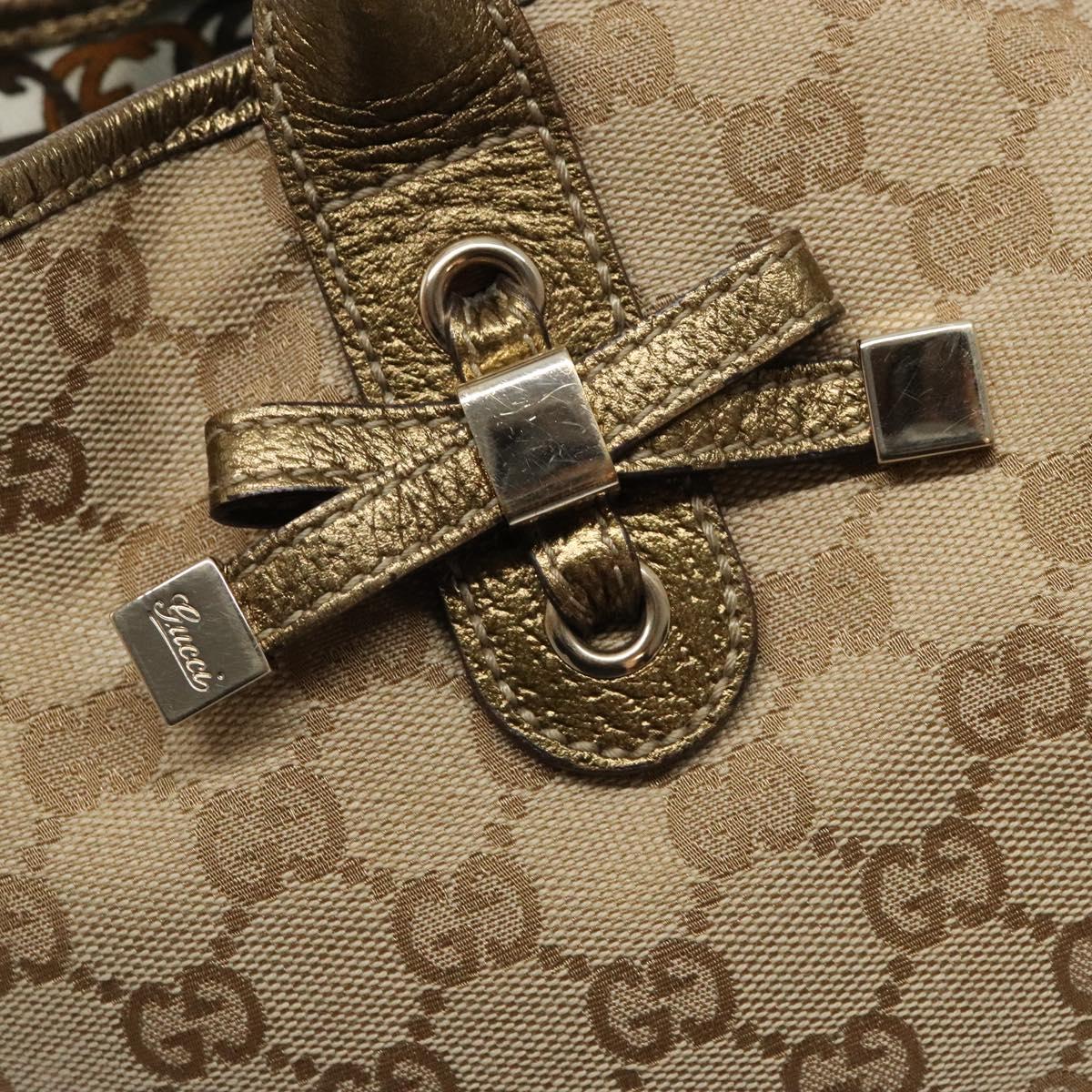 GUCCI GG Canvas Tote Bag Beige Gold 163805 Auth 140537
