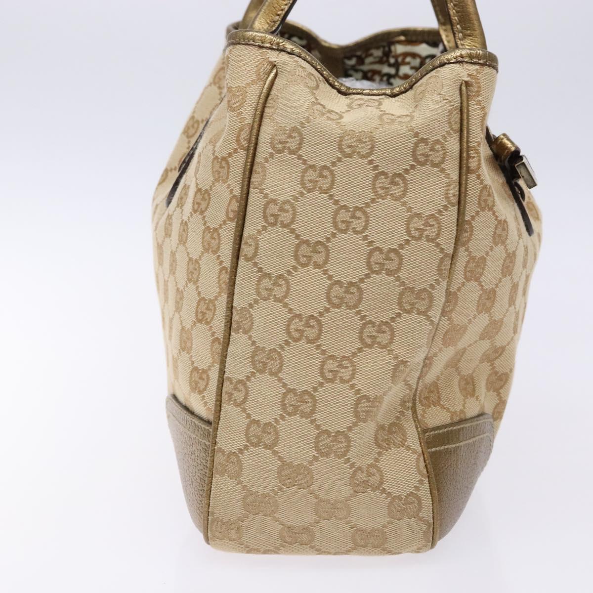 GUCCI GG Canvas Tote Bag Beige Gold 163805 Auth 140537