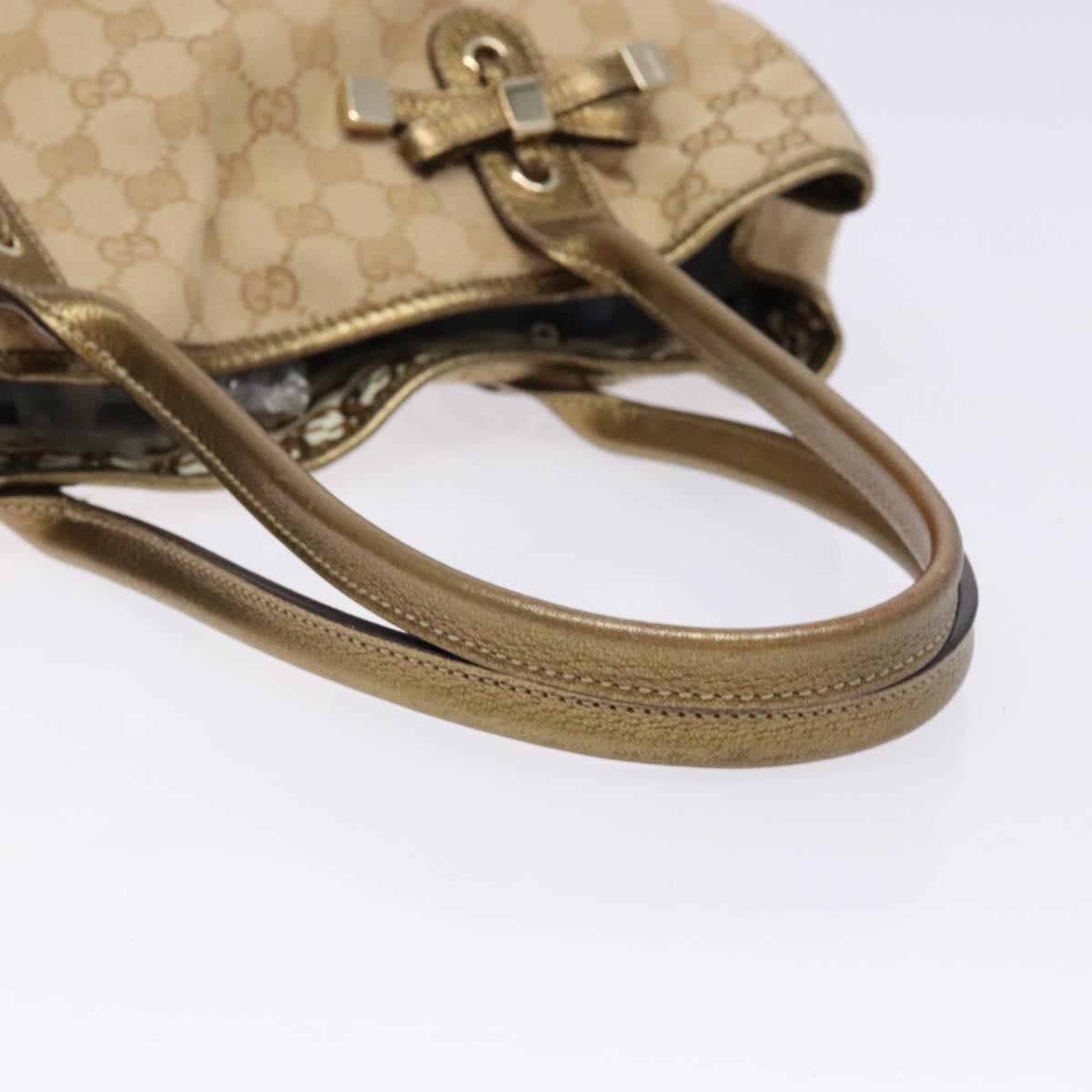 GUCCI GG Canvas Tote Bag Beige Gold 163805 Auth 140537