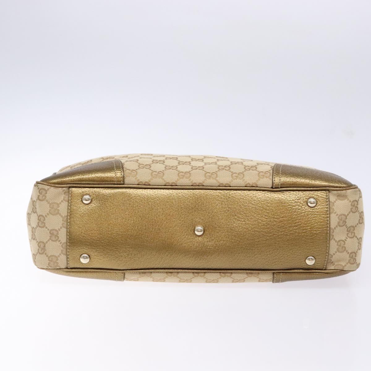 GUCCI GG Canvas Tote Bag Beige Gold 163805 Auth 140537