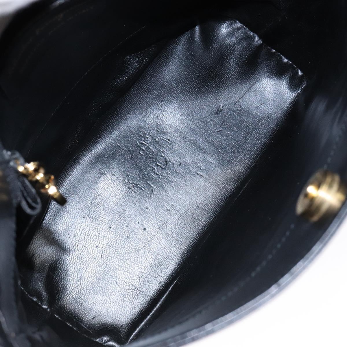 Salvatore Ferragamo Gancini Shoulder Bag Leather Black Gold Auth 140540