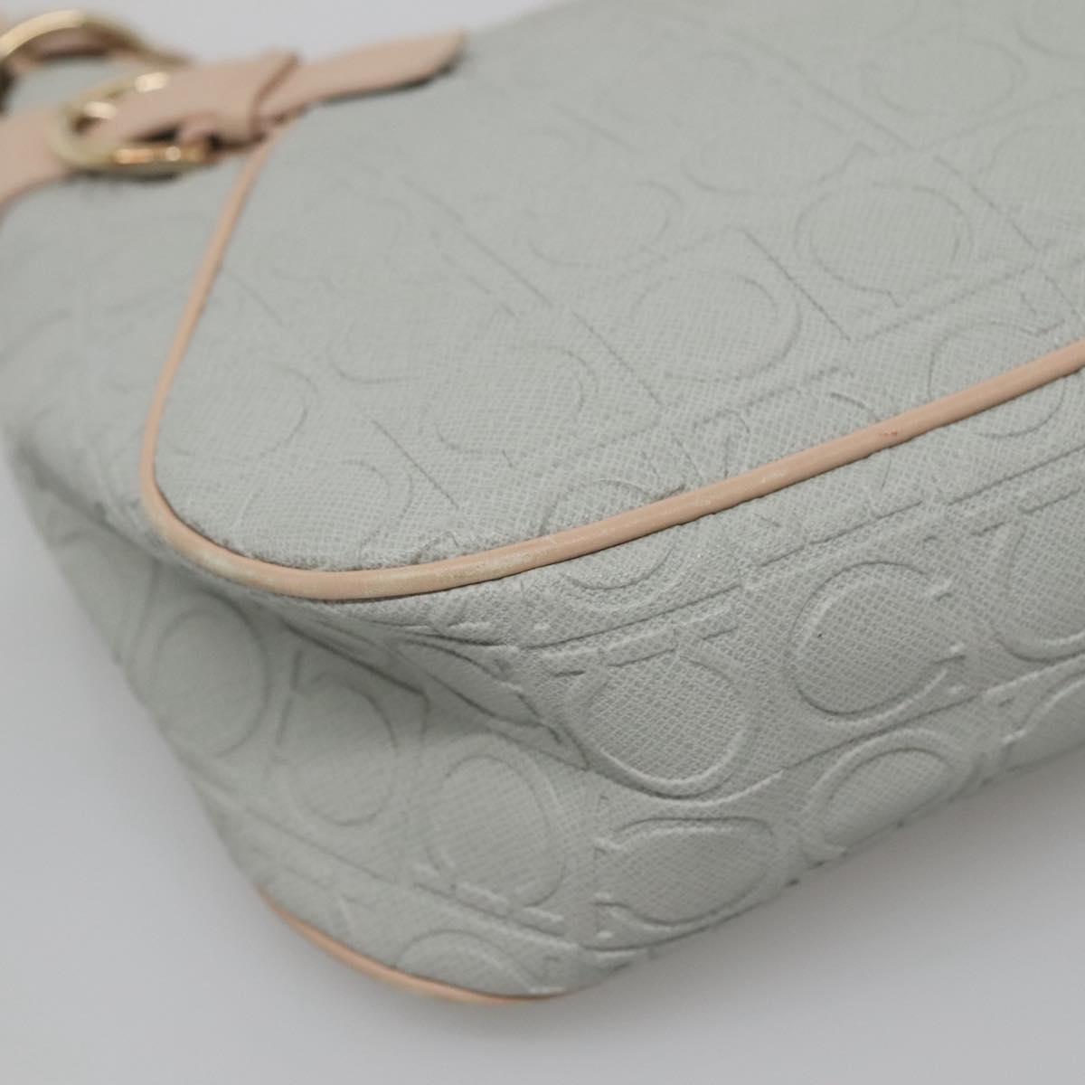 Salvatore Ferragamo Gancini Shoulder Bag Leather Gray Beige gold Auth 140541