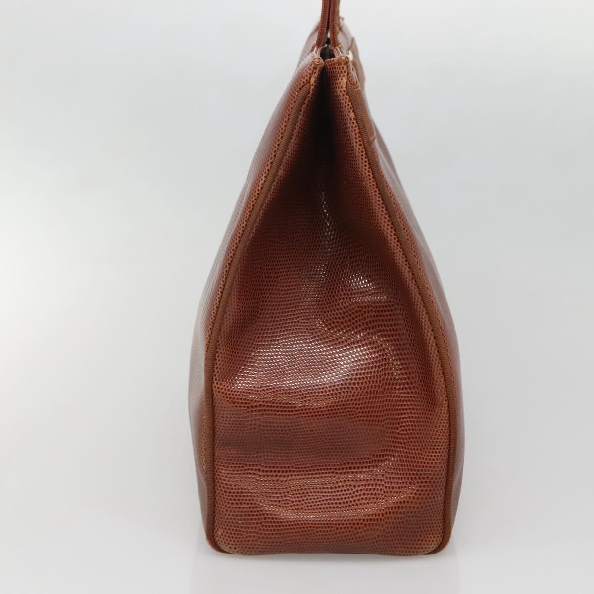 Salvatore Ferragamo Vala Shoulder Bag Leather Brown Gold Auth 140542