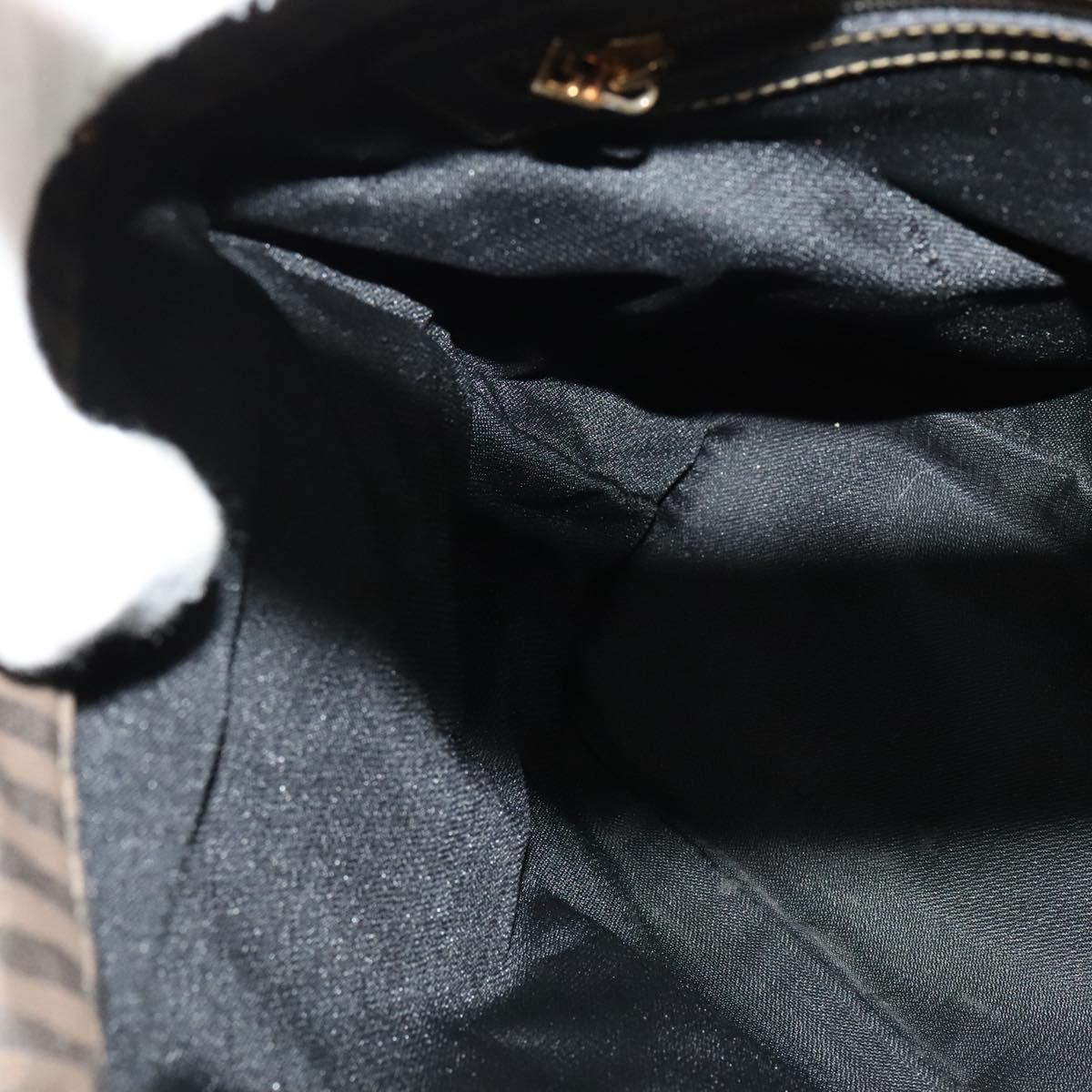 FENDI Pecan Canvas Tote Bag PVC 2way Black Brown gold Auth 140547