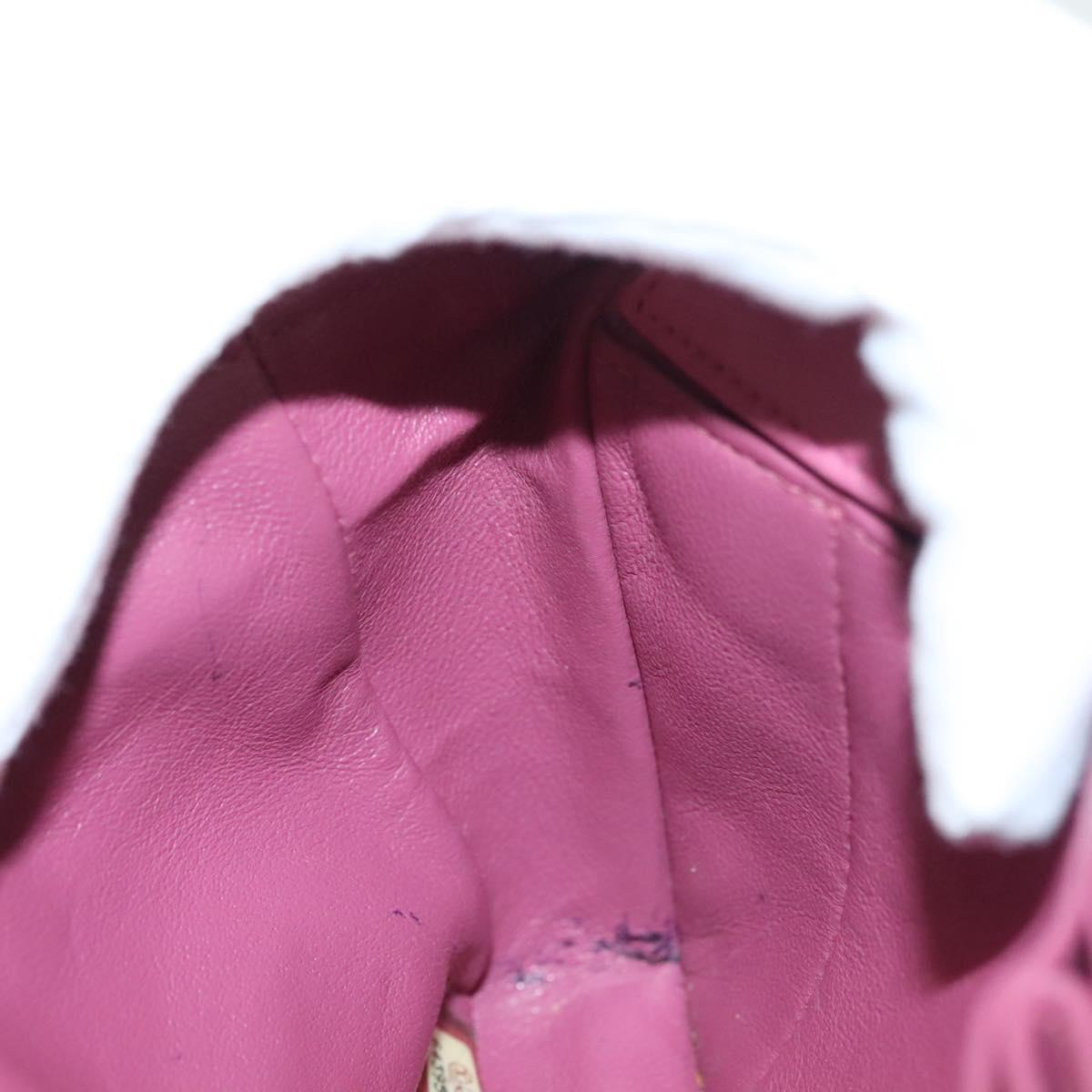 CHANEL Choco Bar Chain Shoulder Bag Leather Pink Gold CC Auth 140548