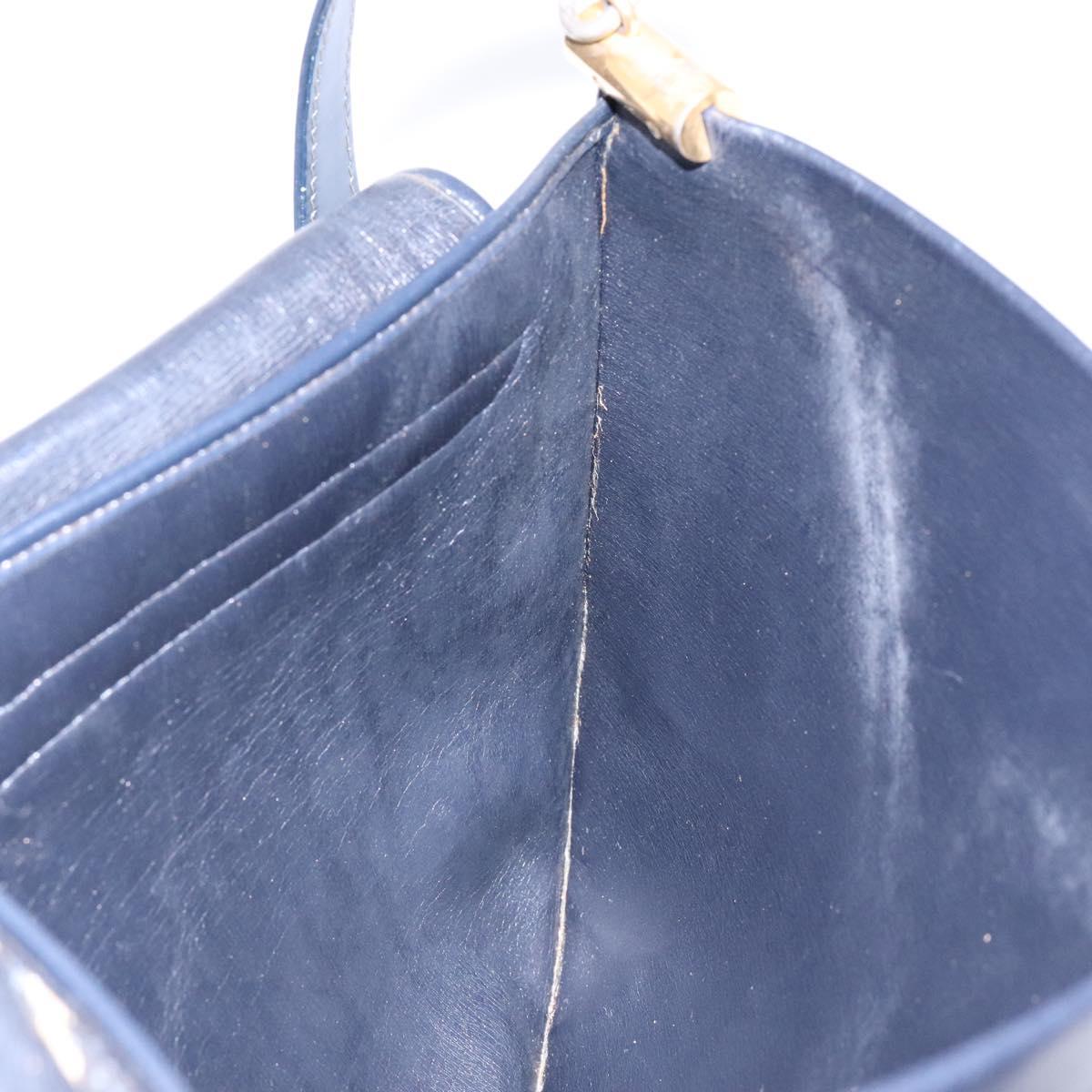 Christian Dior Trotter Canvas Shoulder Bag Navy Gold Auth 140606