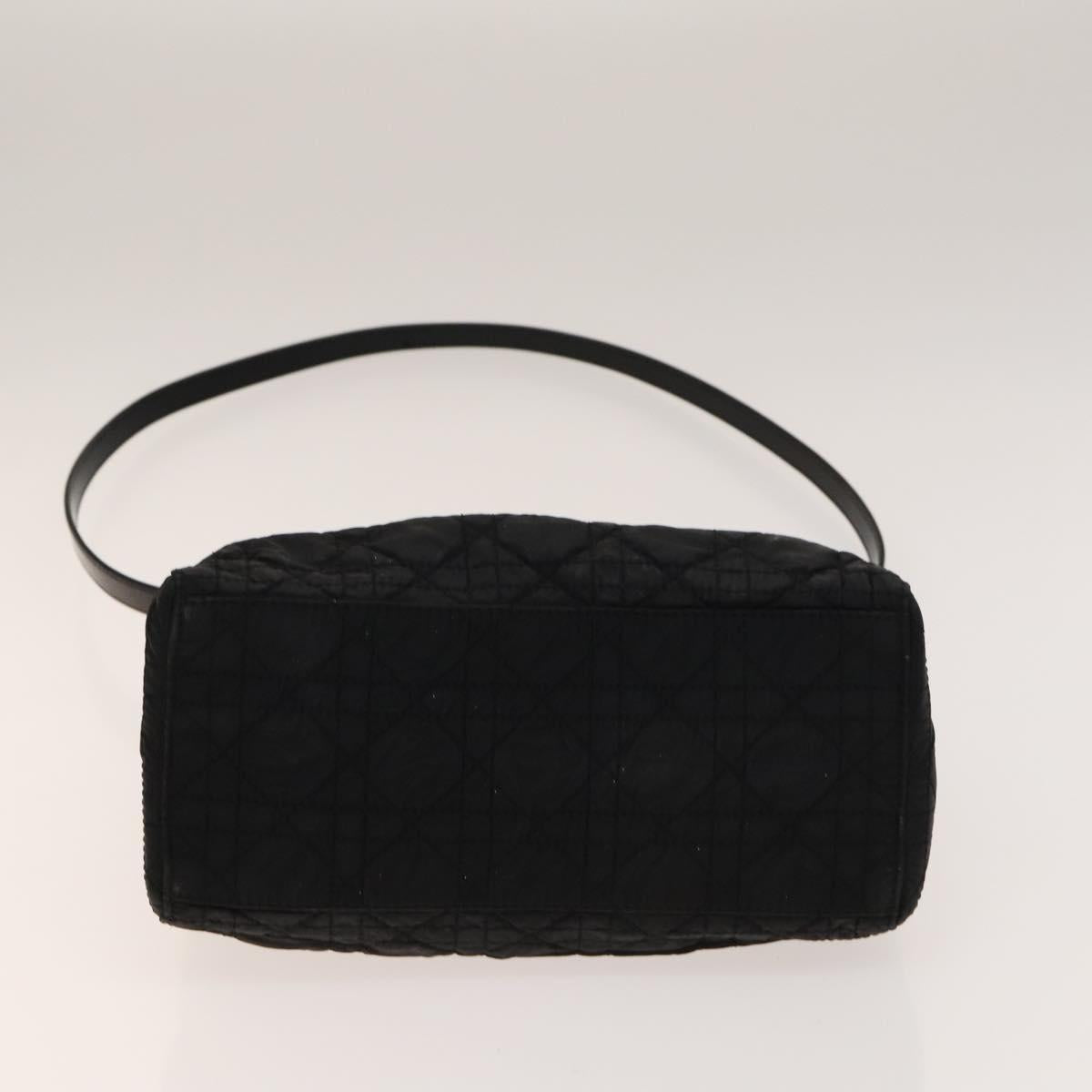 Christian Dior Canage Hand Bag Nylon 2way Black Gold Auth 140608