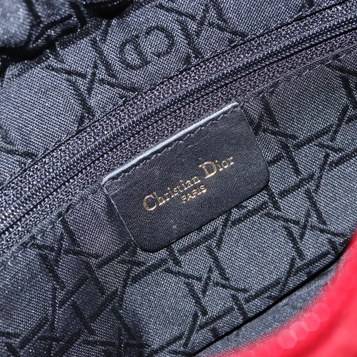 Christian Dior Canage Hand Bag Nylon Red Gold Auth 140609