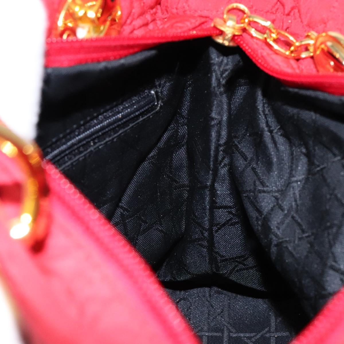 Christian Dior Canage Hand Bag Nylon Red Gold Auth 140609