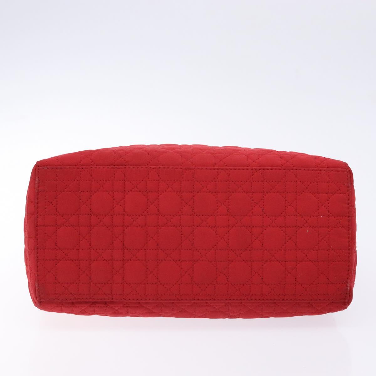 Christian Dior Canage Hand Bag Nylon Red Gold Auth 140609