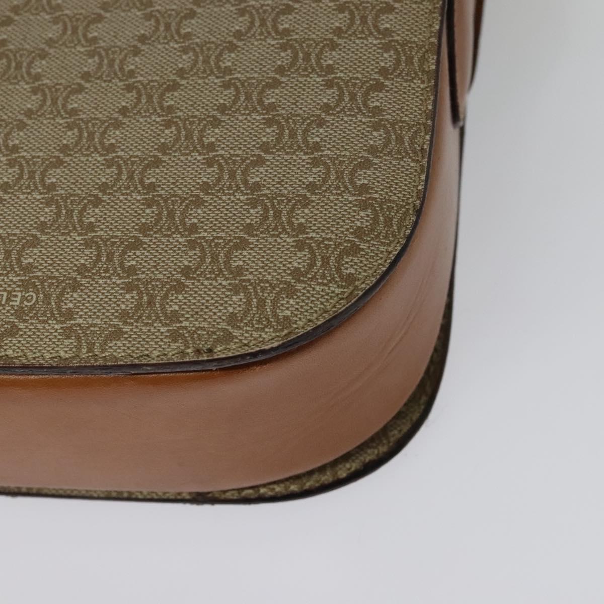 CELINE Macadam Canvas Shoulder Bag PVC Beige Gold Auth 140613