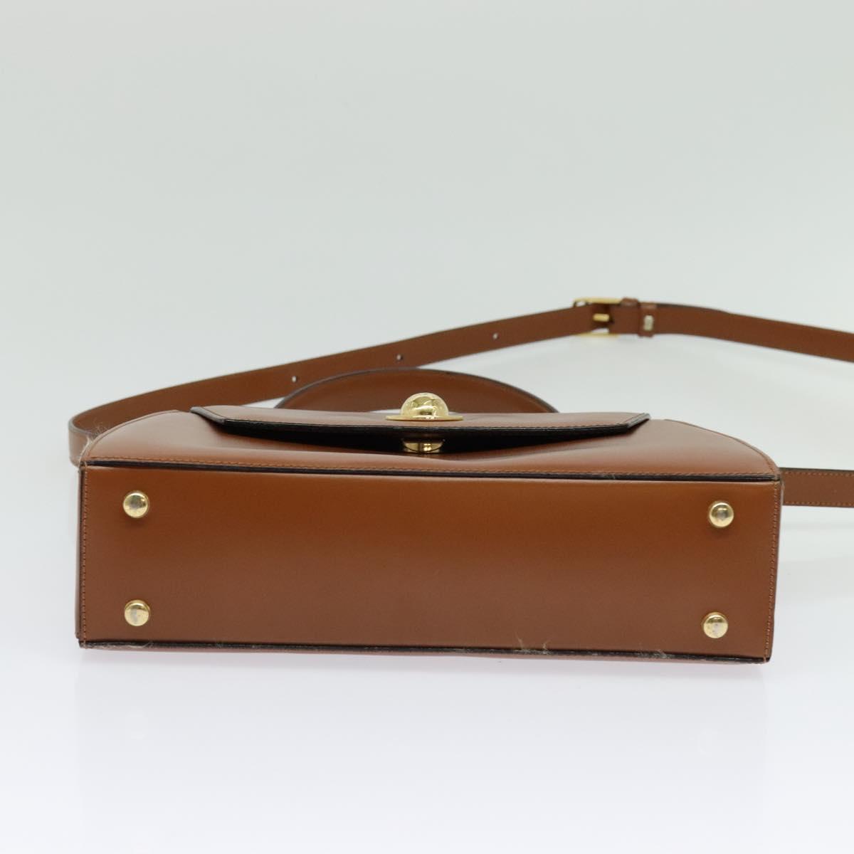 CELINE Hand Bag Leather 2way Brown Gold Auth 140614