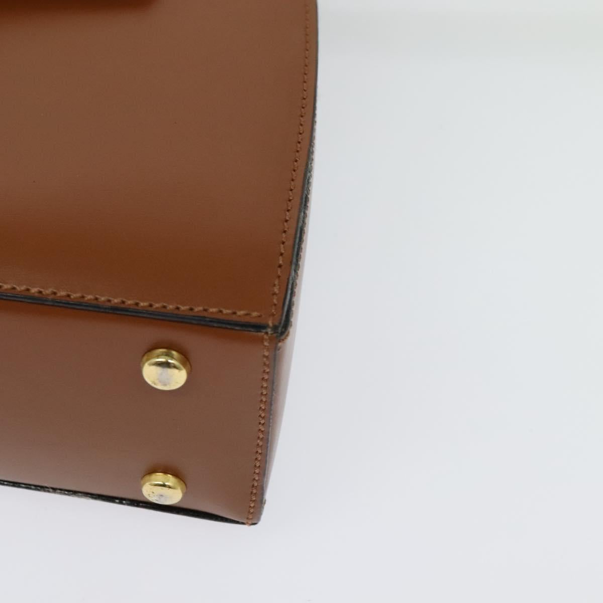 CELINE Hand Bag Leather 2way Brown Gold Auth 140614