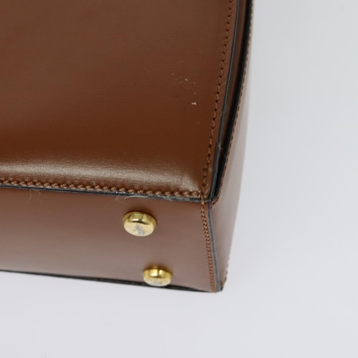 CELINE Hand Bag Leather 2way Brown Gold Auth 140614